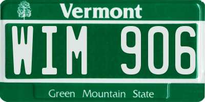 VT license plate WIM906