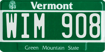 VT license plate WIM908