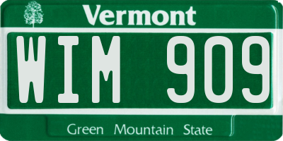 VT license plate WIM909