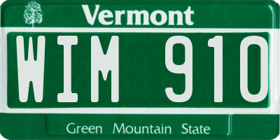 VT license plate WIM910
