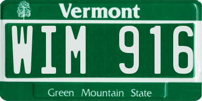 VT license plate WIM916