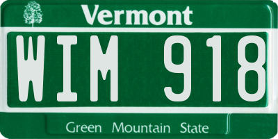 VT license plate WIM918
