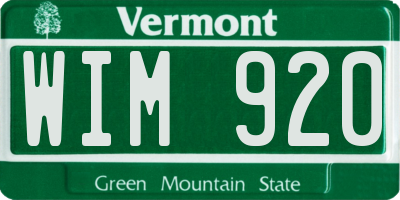 VT license plate WIM920