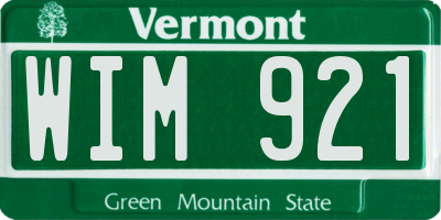 VT license plate WIM921
