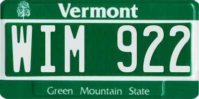 VT license plate WIM922