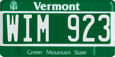 VT license plate WIM923