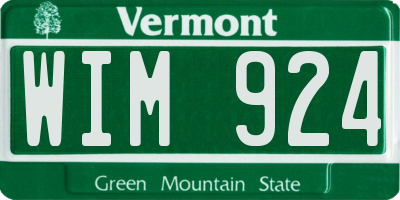VT license plate WIM924