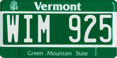 VT license plate WIM925