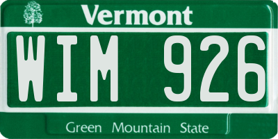VT license plate WIM926