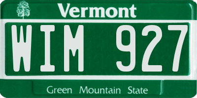 VT license plate WIM927