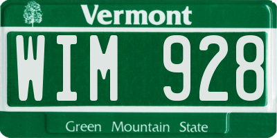 VT license plate WIM928