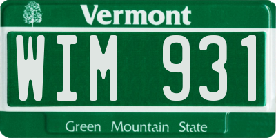 VT license plate WIM931