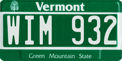 VT license plate WIM932