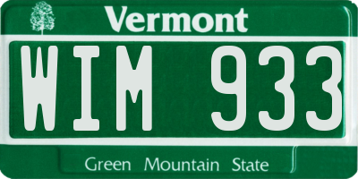 VT license plate WIM933
