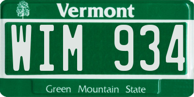VT license plate WIM934