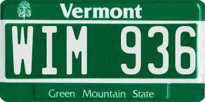 VT license plate WIM936