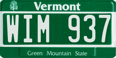 VT license plate WIM937