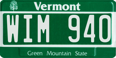 VT license plate WIM940