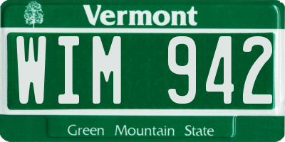 VT license plate WIM942