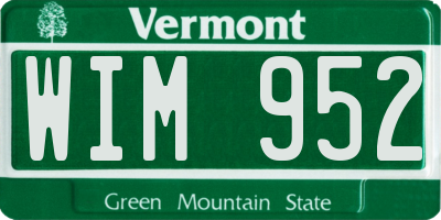 VT license plate WIM952