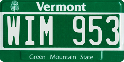 VT license plate WIM953