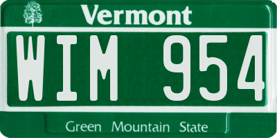 VT license plate WIM954