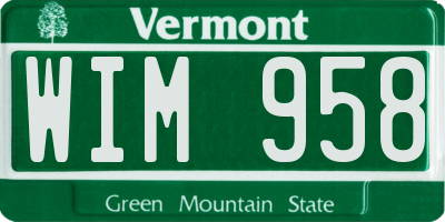 VT license plate WIM958