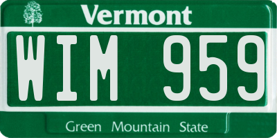 VT license plate WIM959