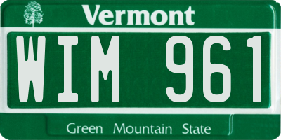 VT license plate WIM961