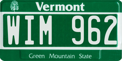 VT license plate WIM962