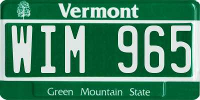 VT license plate WIM965