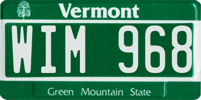 VT license plate WIM968