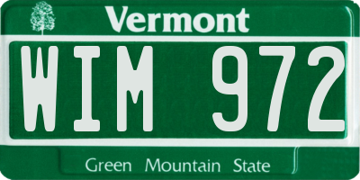 VT license plate WIM972