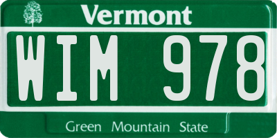 VT license plate WIM978