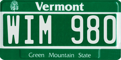 VT license plate WIM980