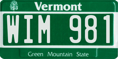 VT license plate WIM981