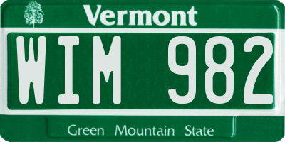 VT license plate WIM982