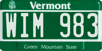 VT license plate WIM983