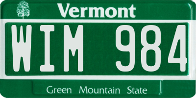 VT license plate WIM984