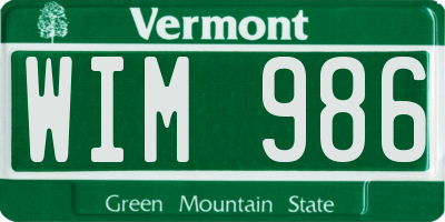 VT license plate WIM986