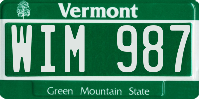 VT license plate WIM987