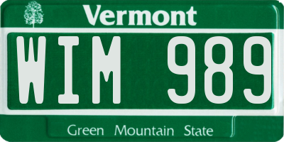 VT license plate WIM989