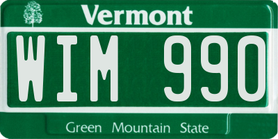 VT license plate WIM990