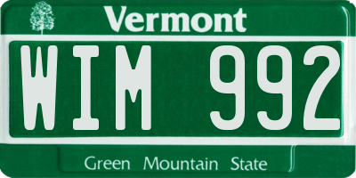 VT license plate WIM992