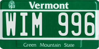 VT license plate WIM996