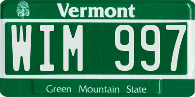 VT license plate WIM997