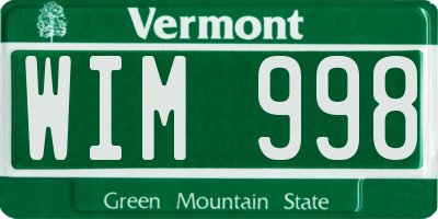 VT license plate WIM998