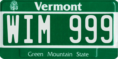 VT license plate WIM999