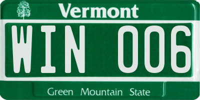 VT license plate WIN006