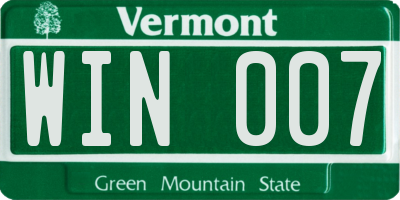 VT license plate WIN007